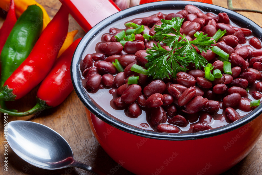 Beans cooked in the bowl Beans cooked in the bowl