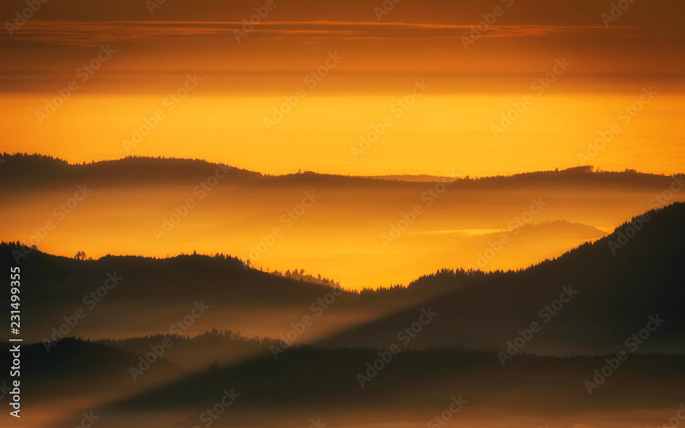 Fototapeta premium Coucher de Soleil sur la Forêt Noire