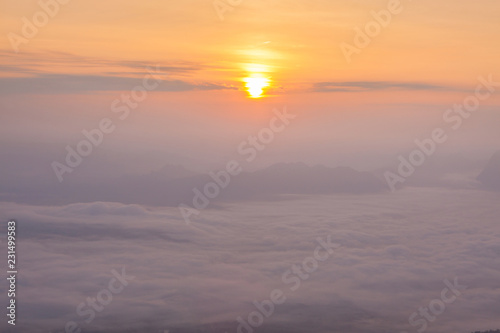 Beautiful scenery of nature and mist at Phukradung,Thailand