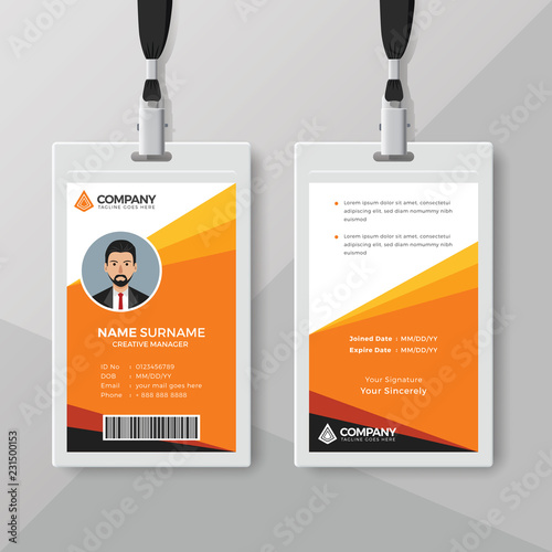 Stylish orange ID card design template