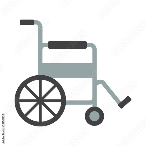 Wheelchair flat icon on isolated white transparent background.	