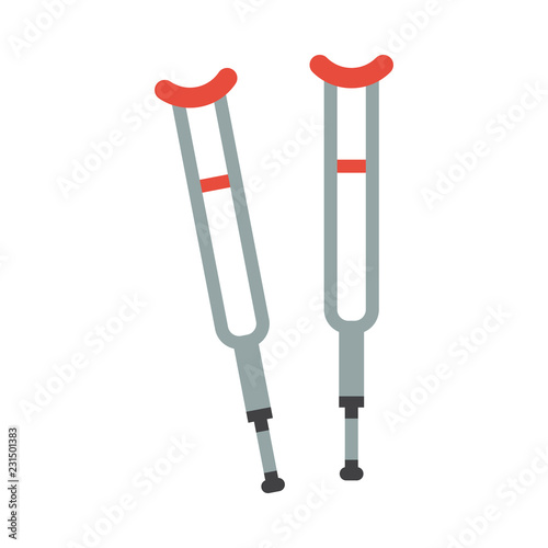 Crutches flat icon on isolated white transparent background.	