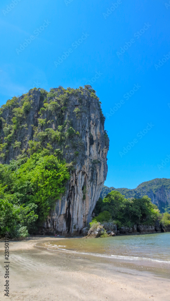 beautiful sea mountain and island landscape scene at Pak Meng Beach Trang province,Thailand