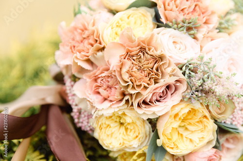 Wedding bouquet with yellow flowers