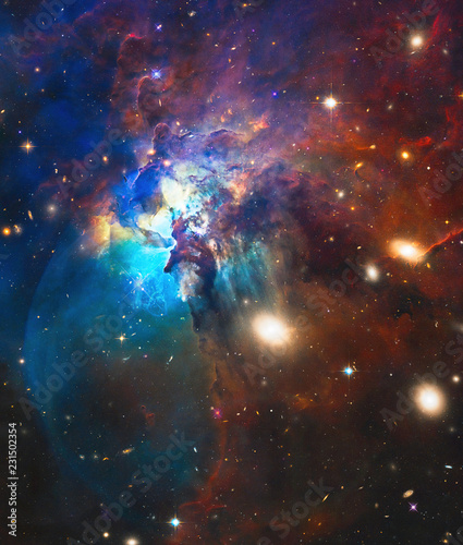 Deep Space Cosmic Chaos, Galaxies, Stars, Nebula Abstract Art Created Using Authentic Imaging Data From HI NASA