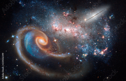 Deep Space Cosmic Chaos, Galaxies, Stars, Nebula Abstract Art Created Using Authentic Imaging Data From HI NASA