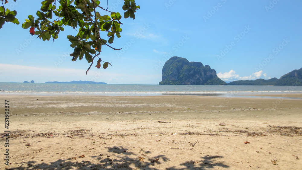 beautiful sand sea and tree at Pak Meng Beach Trang province,Thailand beautiful sand sea and tree at Pak Meng Beach Trang province,Thailand