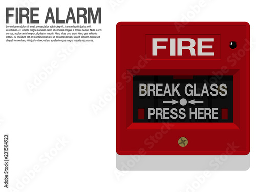 Isolate fire alarm switch (glass breaking type) on transparent background