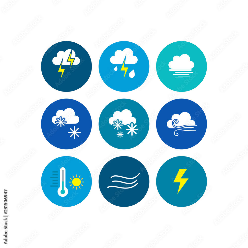 Set of Weather vector flat icons designs Set of Weather vector flat icons designs
