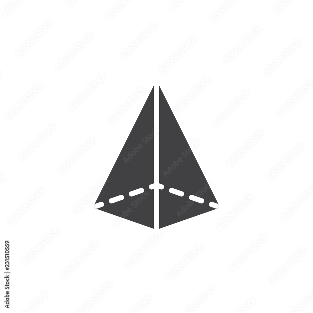Pyramid geometric figure vector icon. filled flat sign for mobile concept and web design. Geometry Tetrahedron simple solid icon. Symbol, logo illustration. Pixel perfect vector graphics