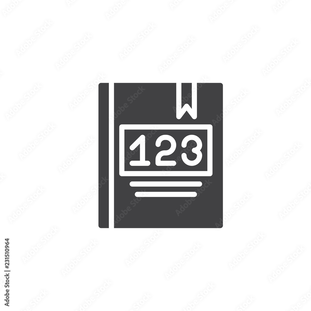 Math book vector icon. filled flat sign for mobile concept and web design. Mathematics notebook simple solid icon. Symbol, logo illustration. Pixel perfect vector graphics Math book vector icon. filled flat sign for mobile concept and web design. Mathematics notebook simple solid icon. Symbol, logo illustration. Pixel perfect vector graphics