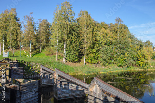 wooden bridge over river