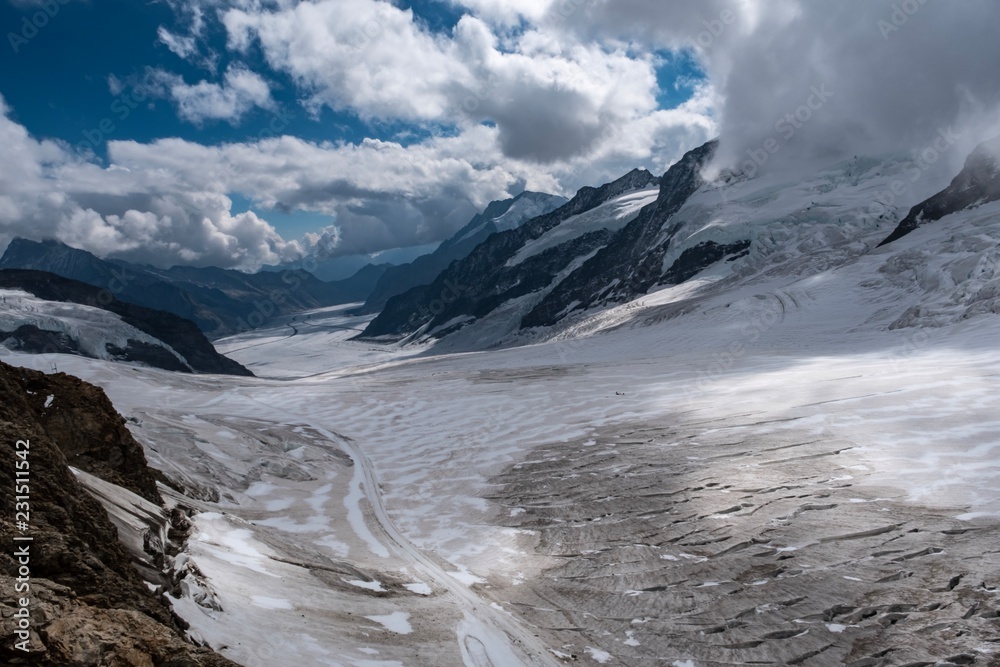 Globale Erwärmung, Klimawandel, Aletsch Gletscherschmelze, Berner Oberland, Grindelwald, Schweiz