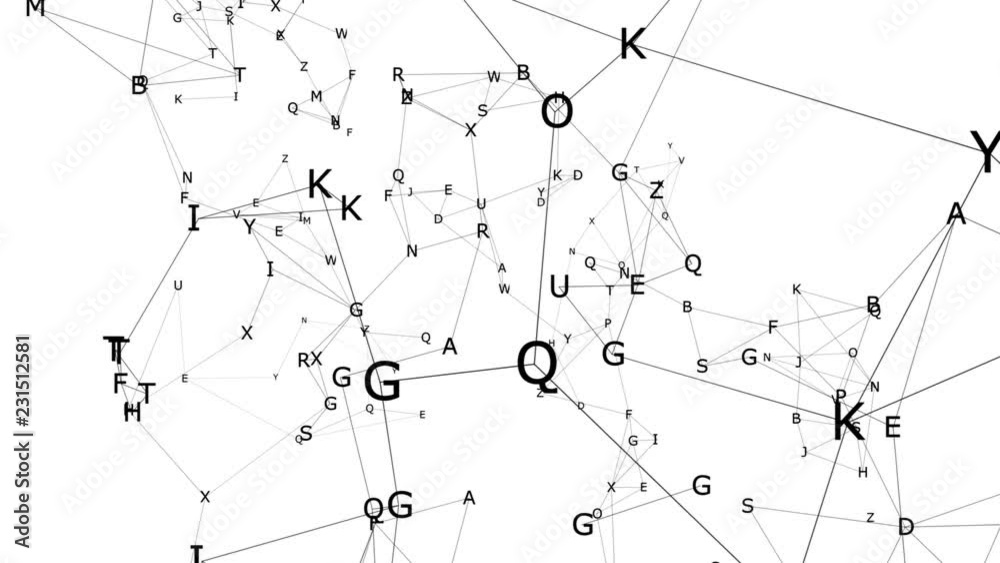 Letter network.Digital transforming design. Seamless loop.