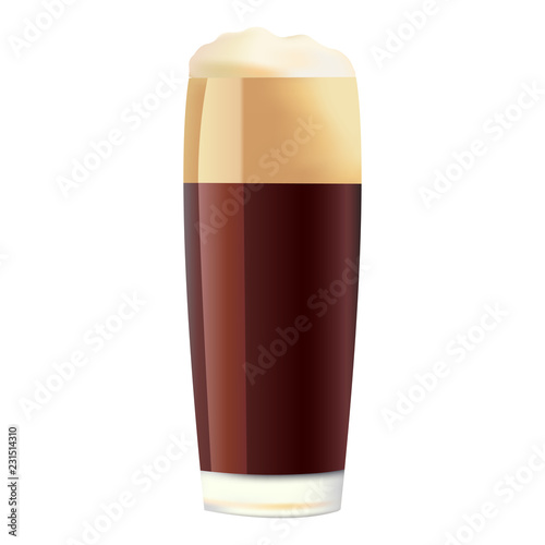 Glass of dark beer on white background, vector illustration, EPS 10.