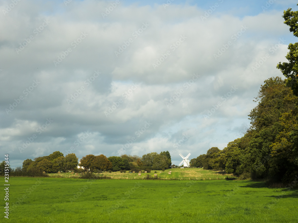 Oldlands windmill Hassocks Sussex UK, near the South Downs National Park set against a cloudy sky on an Autumn day