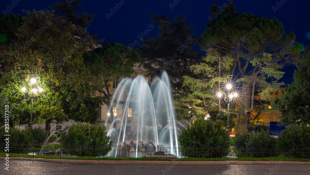 Fototapeta premium Park in Verona at night