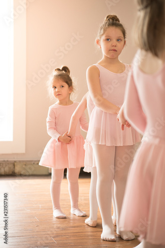 two sisters ballerinas at the ballet rehearsal