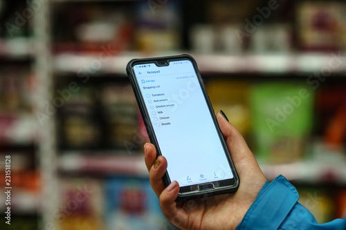 Checking shopping list from cell phone