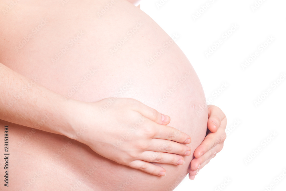 pregnant woman on white