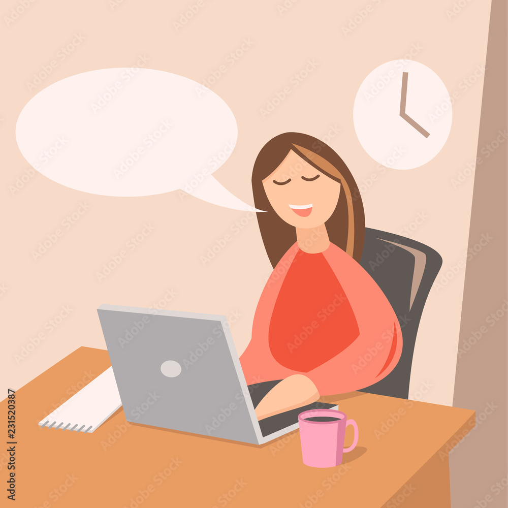 young woman with a laptop vector illustration young woman with a laptop vector illustration