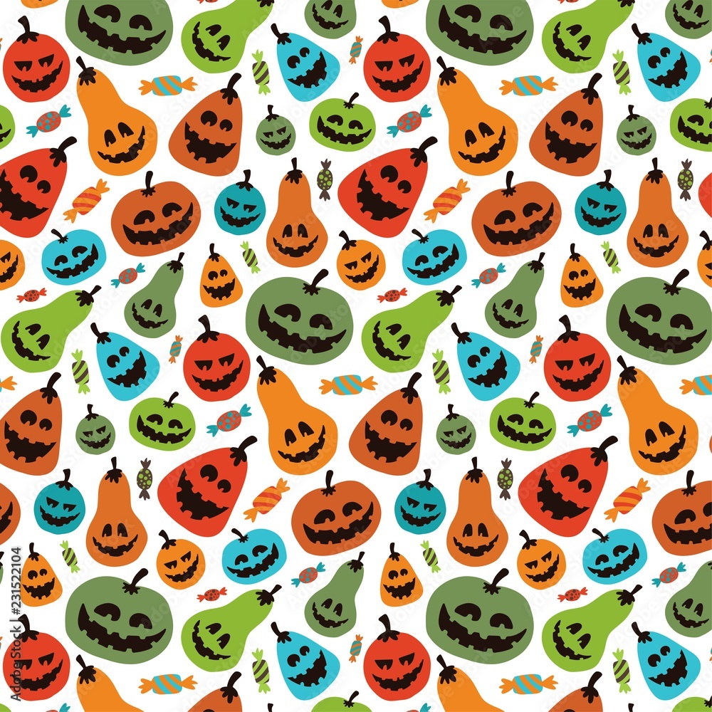 Fototapeta premium Halloween pumpkin vector pattern