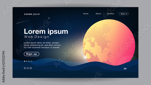 Background abstract moon light gradient with sea for Homepage