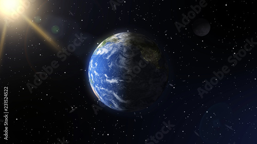 Realistic planet earth and moon in space. Elements of this image furnished by NASA © andreysp03