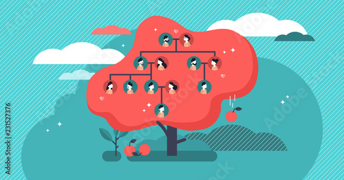 Family tree flat vector illustration. Example of relatives connection data.