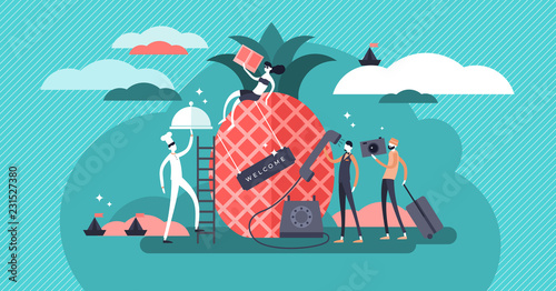 Hospitality flat vector illustration. Abstract image with welcome service.