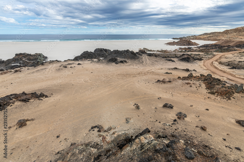 An idyllic beach at a remote location inside an arid landscape at Atacama Desert coast. The waves coming from the Pacific Ocean crash the rocks of the desert on an amazing wild dry scenery
An idyllic beach at a remote location inside an arid landscape at Atacama Desert coast. The waves coming from the Pacific Ocean crash the rocks of the desert on an amazing wild dry scenery