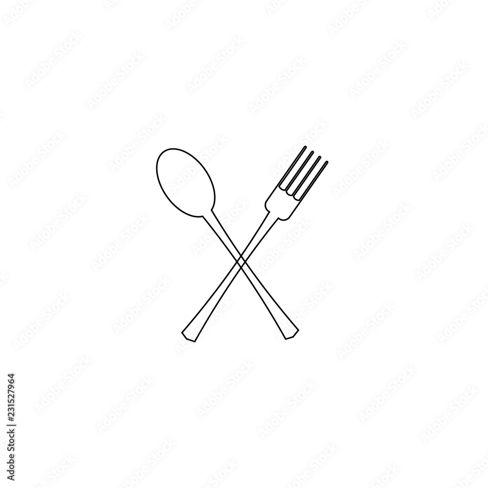 Vector illustration. fork and spoon cross line icon on white background. Restaurant menu icon. Vector illustration. fork and spoon cross line icon on white background. Restaurant menu icon.