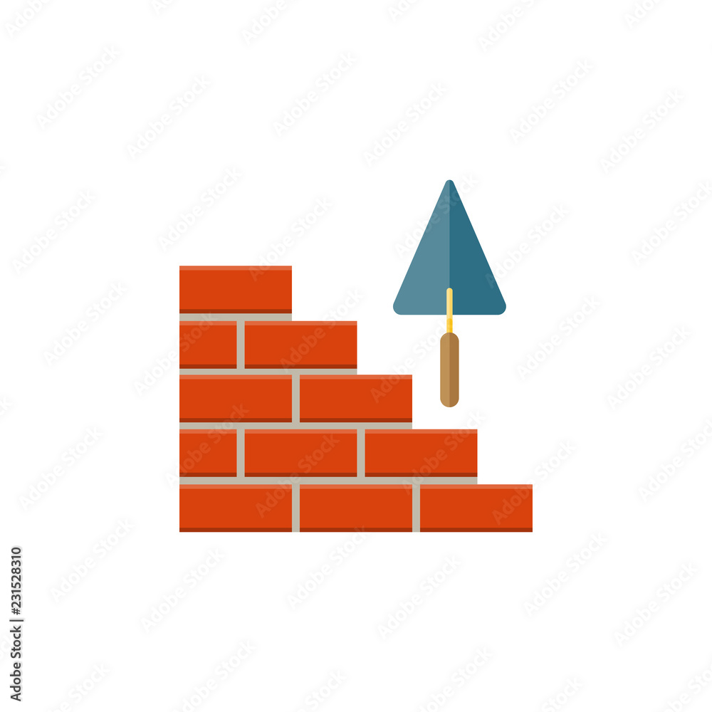 Bricks icon. Building material icon. Build house foundation. Real estate  construction work symbol. Laying a brick wall. Trowel. Material for  construction icon. Building lego Stock Vector | Adobe Stock