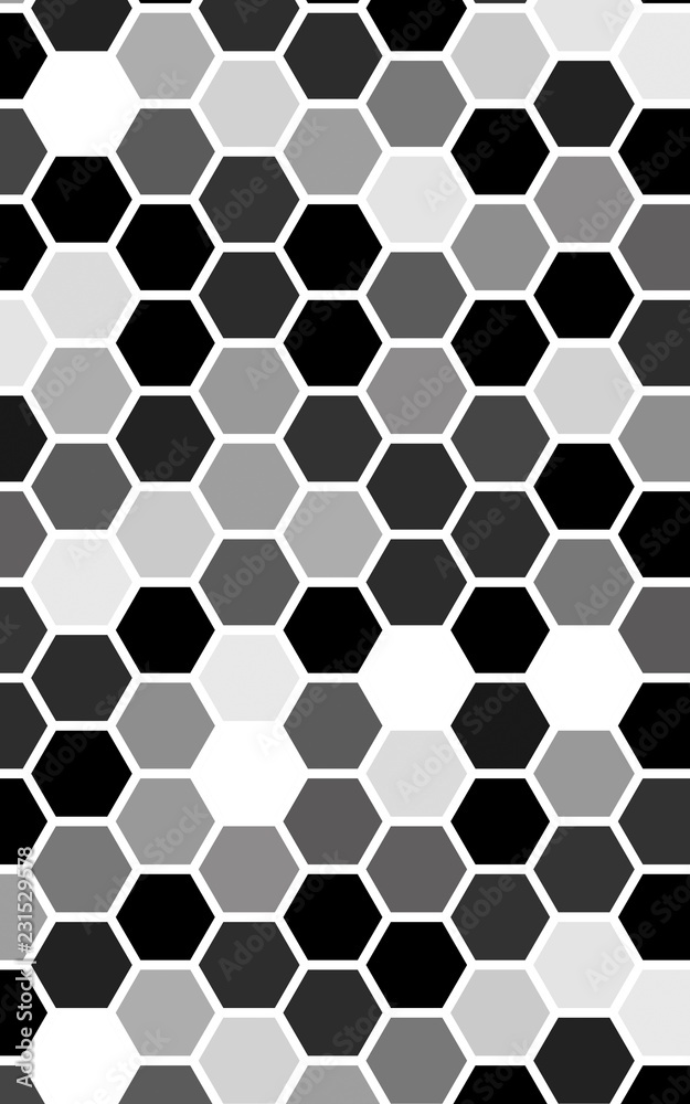 White honeycomb with a gradient color. Isometric geometry. 3D illustration White honeycomb with a gradient color. Isometric geometry. 3D illustration