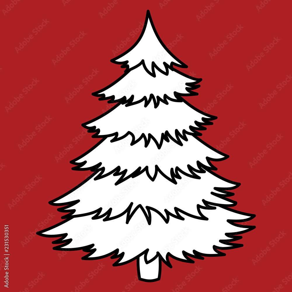 Obraz premium vector drawing christmas tree