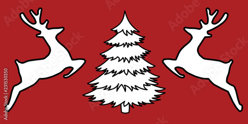 vector illustration Christmas tree and reindeer