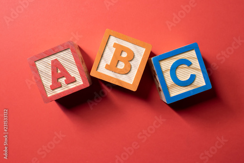 A, B and C wooden blocks photo