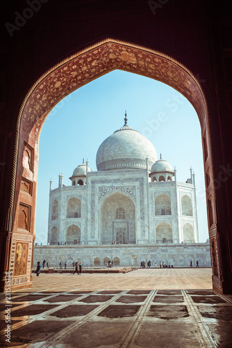 Taj Mahal in Indien: Moghul Architektur in der Morgensonne