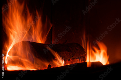 romantic fire in a fireplace