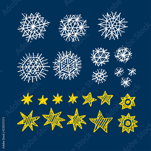 Xmas star and blue snowflak...