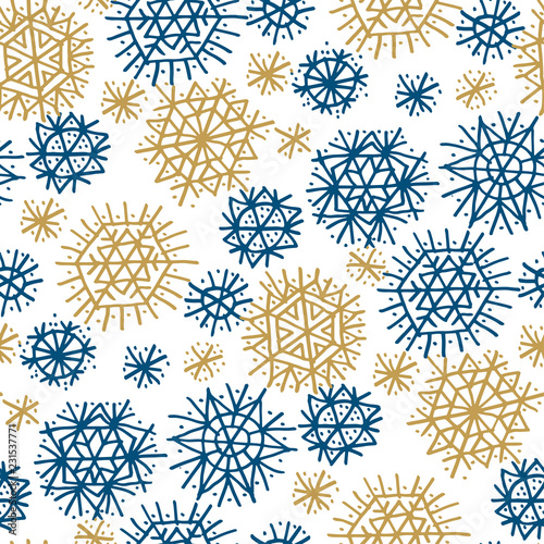 Blue and gold xmas seamless pattern. photo