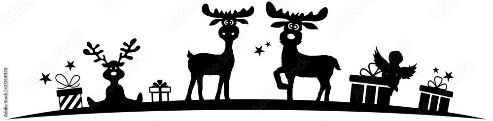 Fototapeta premium Silhouette Christmas Reindeers