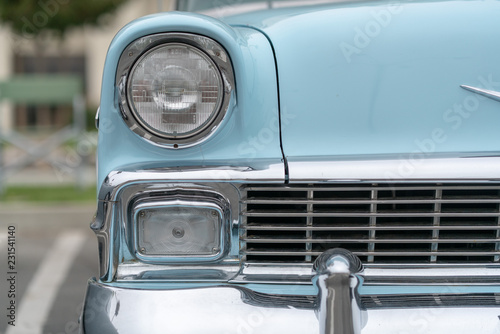 Close up of vintage blue car bumber and lamps © Roberto Vivancos