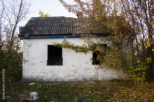 Bild auf Leinwand The tumbledown neglected house is in a village