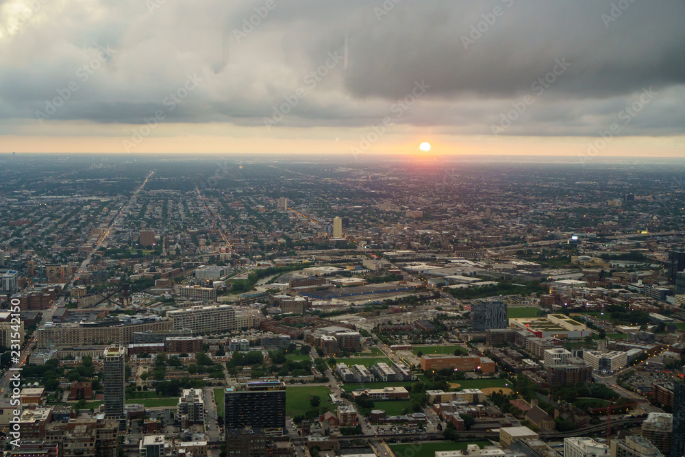 Aerial View from 360 Chicago at Sunset 2