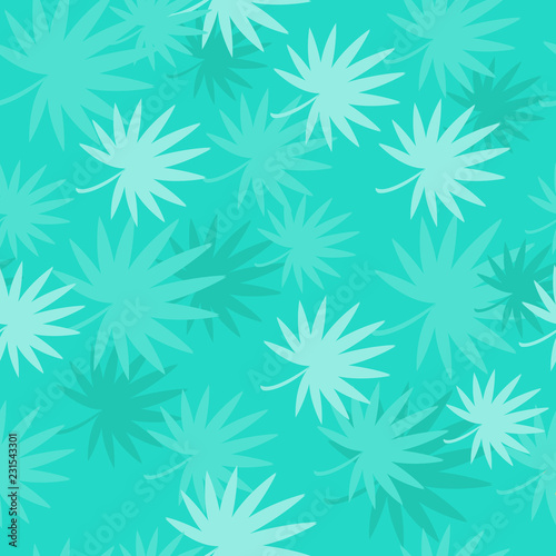 Vector seamless pattern with tropical leaves. Summer background