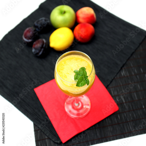 Mango smoothie served in a glass