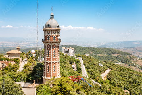 Photography Old water tower called Torre Dos Rius on the Tibidabo hill in Barcelona