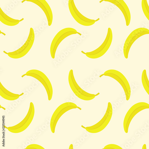 Fashion seamless pattern with banana. Colorful summer vector background. Food backdrop for restaurant or cafe menu, design banner, wrapping paper, wallpaper, print for clothes for boys and girls.
