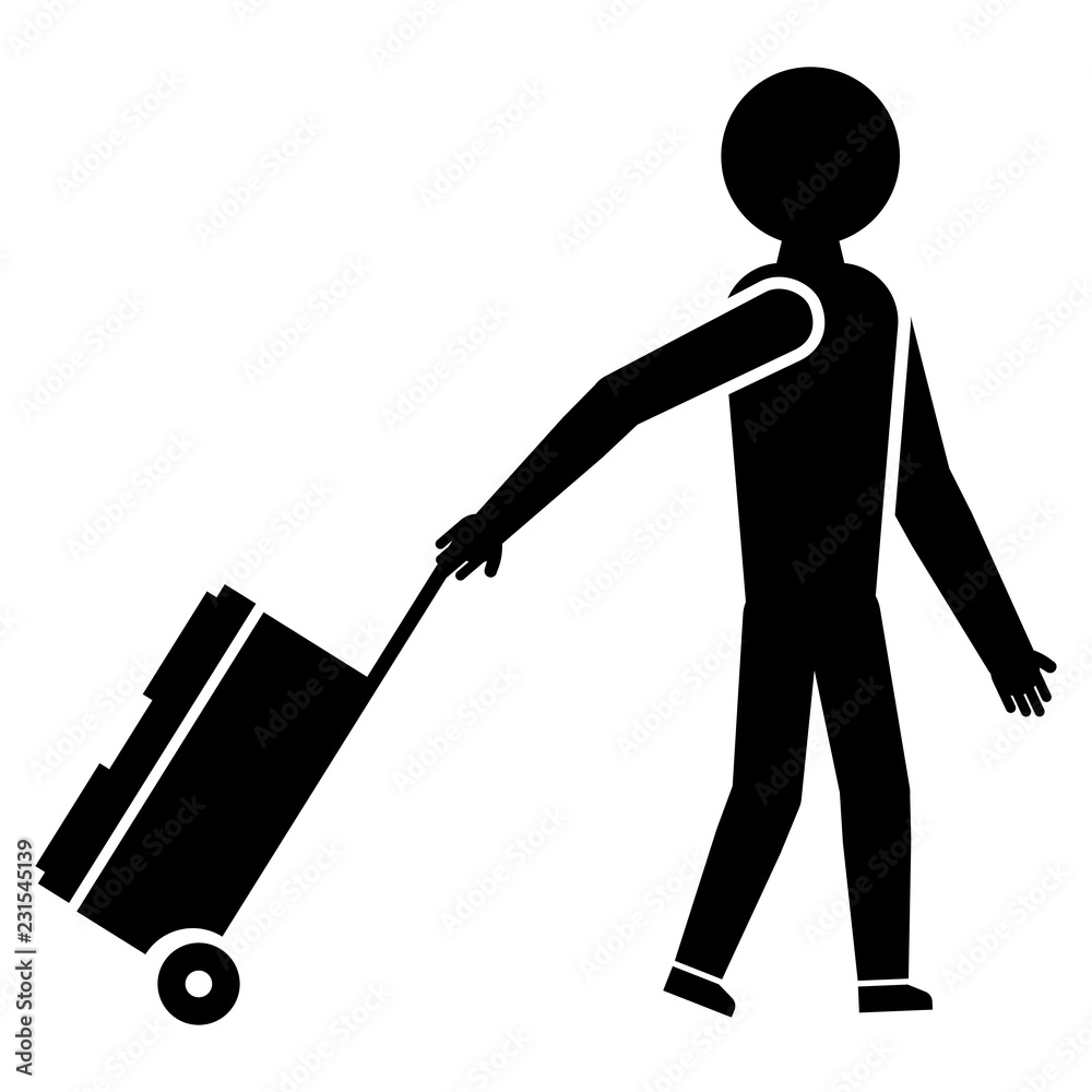 Man walks with luggage glyph icon Man walks with luggage glyph icon